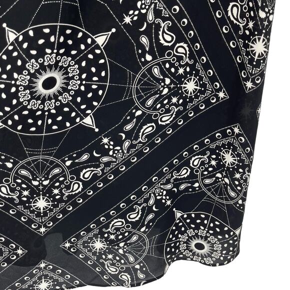 Talbots Plus 1X Sleeveless Black Celestial Print Dress Elastic Waist Sheer Fairy - Picture 11 of 16